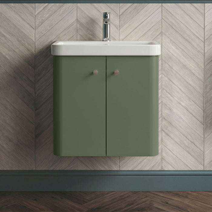 [BFCU805] Flashbrook Contemporary Wall Hung 2 Door Vanity Unit with 1 Tap Hole Basin, Choice of Size and Colour - Silo