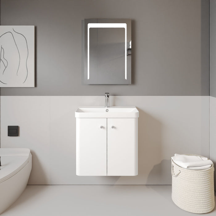 [BFCU105] Flashbrook Contemporary Wall Hung 2 Door Vanity Unit with 1 Tap Hole Basin, Choice of Size and Colour - Lifestyle 1