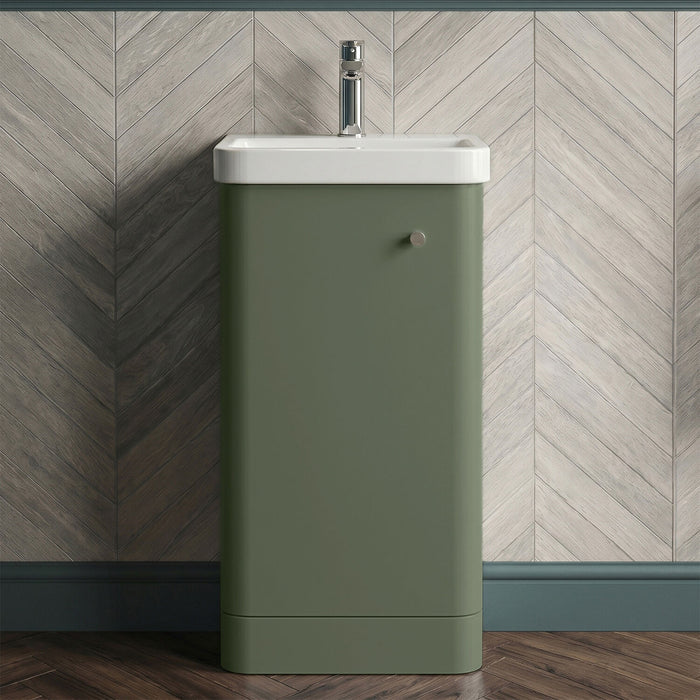 [BFCU802] Flashbrook Floor Standing 1 Door Vanity Unit with Ceramic Basin - 400mm, Choice of Colour - Silo