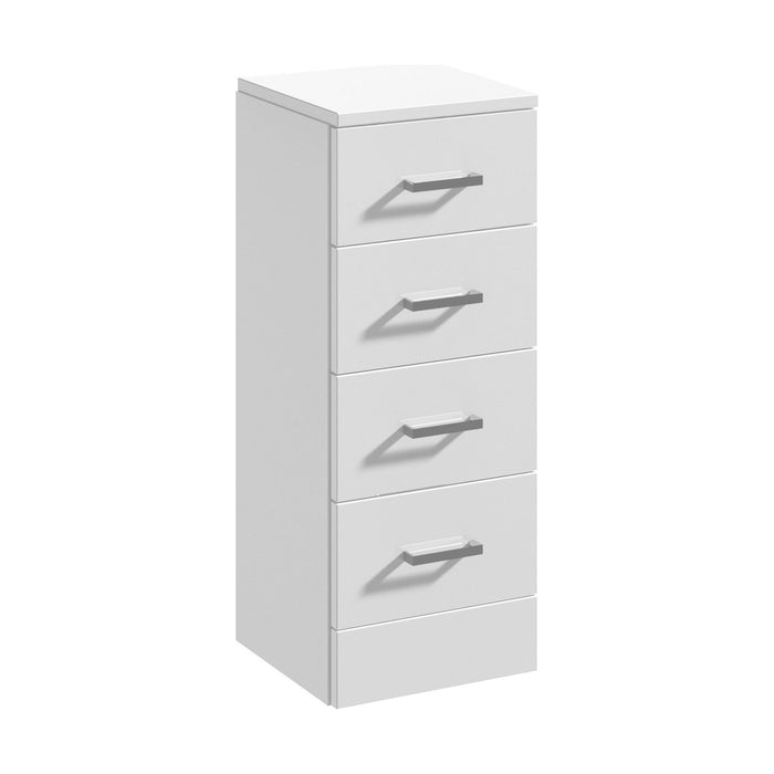 [BFOR134] Floor Standing 4 Drawer Bathroom Unit - 300mm - Gloss White - Cutout