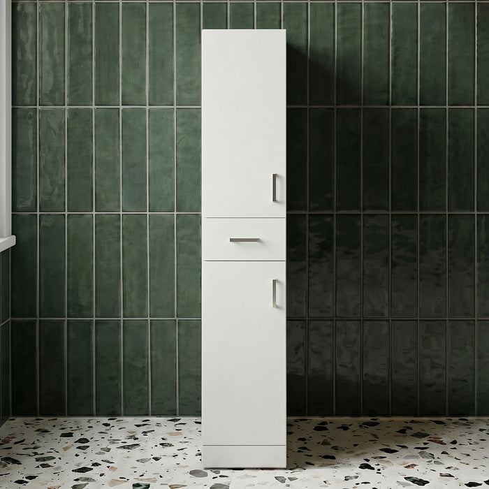 [BFOR164] Floor Standing Tall Bathroom Unit - 350mm - Gloss White - Silo