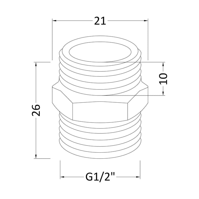 [BAFR005] Modern Bathroom Suitable with Mono Basin Fittings, 25mm x 20mm, Chrome - Technical Drawing