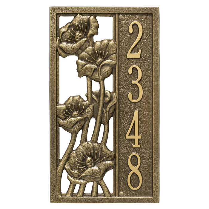 Flowering Poppies Vertical Wall Address Plaque