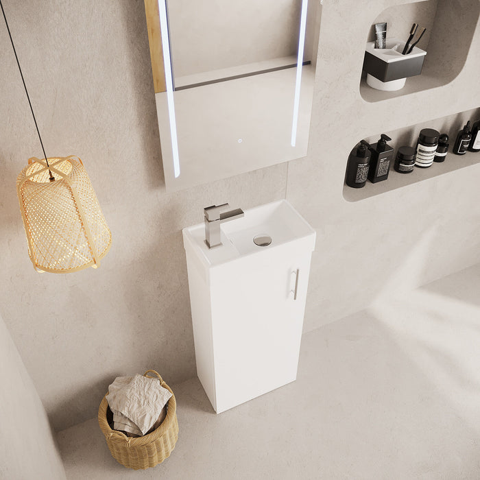 [BFSA192] Freehay 400mm Floor Standing Bathroom Vanity & Basin - Chrome Handle - Gloss White - Lifestyle 2