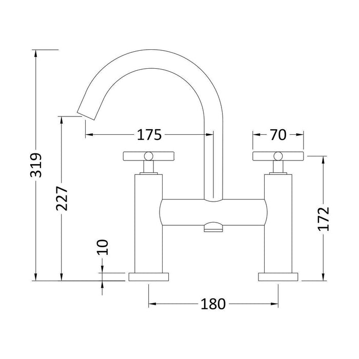 [BTHE353X] Fulfen Bath Filler - Choice of Colour - Technical Drawing