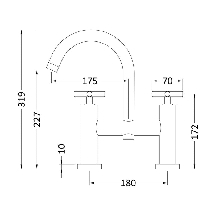 [BTHE453X] Fulfen Bath Filler - Choice of Colour - Technical Drawing