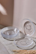 Girona Glass Tea Saucers - 6-Piece Set with Elegant Beaded Edge