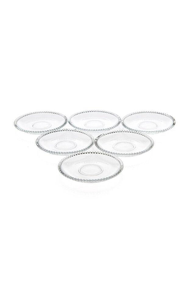 Girona Glass Tea Saucers - 6-Piece Set with Elegant Beaded Edge