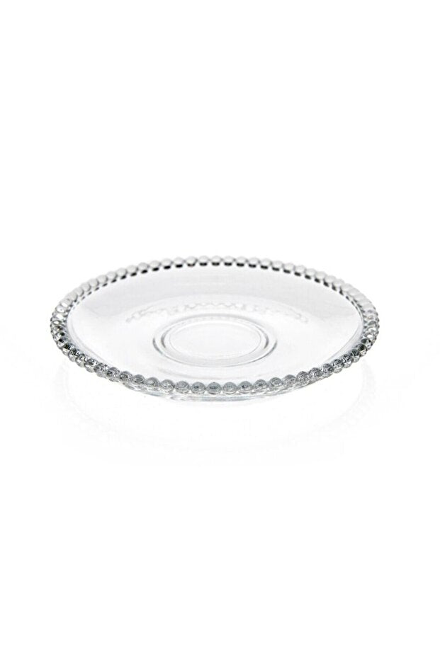 Girona Glass Tea Saucers - 6-Piece Set with Elegant Beaded Edge