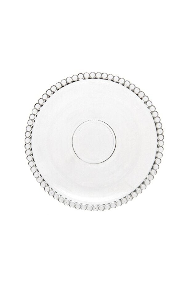 Girona Glass Tea Saucers - 6-Piece Set with Elegant Beaded Edge