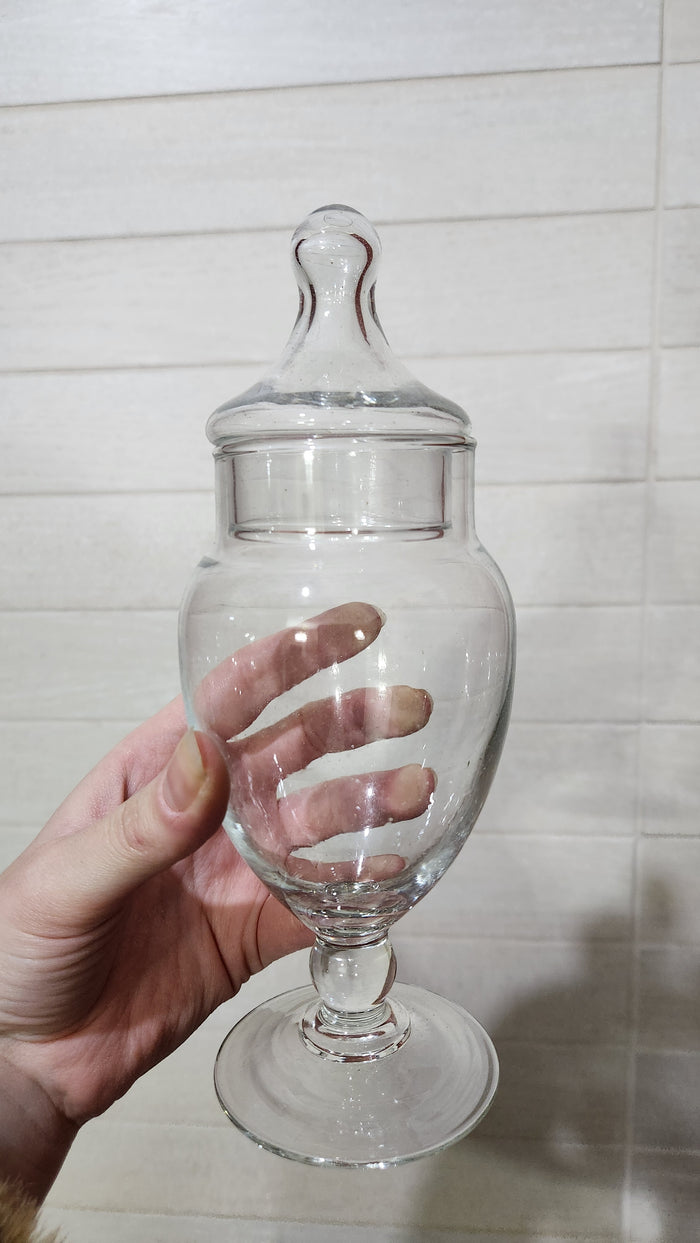 Glass Bonbon Candy Jar with Stemmed Foot