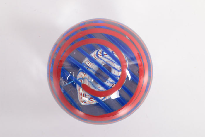 Glass Round Ball Paperweight Signed with O Horn, 1960