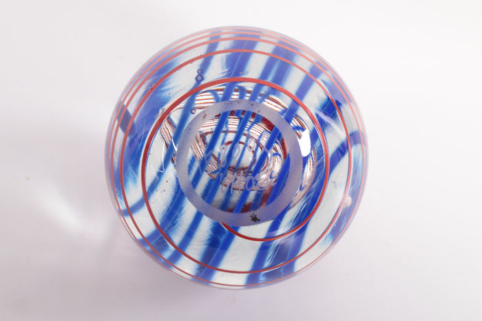 Glass Round Ball Paperweight Signed with O Horn, 1960