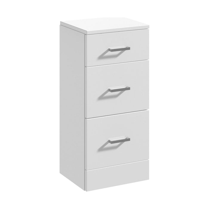 [BFOR135] Hamstall Contemporary Floor Standing 3 Drawer Bathroom Unit, Gloss White, Choice of Size - Cutout