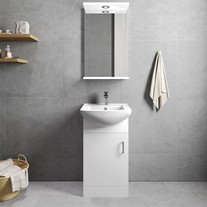 [BFORM450] Hamstall Contemporary Floor Standing Vanity Basin Unit with Square Basin, Gloss White, Choice of Size