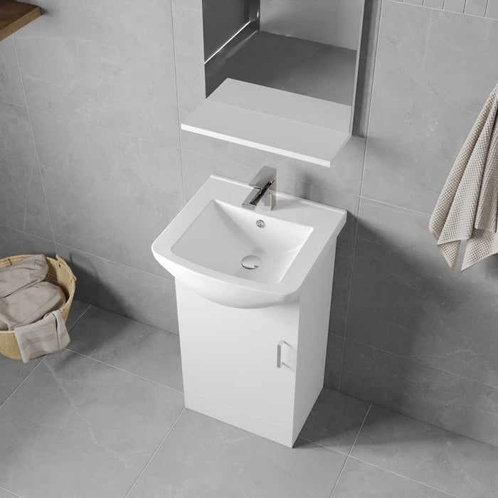 [BFORM450] Hamstall Contemporary Floor Standing Vanity Basin Unit with Square Basin, Gloss White, Choice of Size