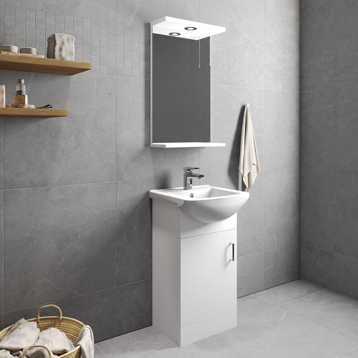 [BFORM450] Hamstall Contemporary Floor Standing Vanity Basin Unit with Square Basin, Gloss White, Choice of Size