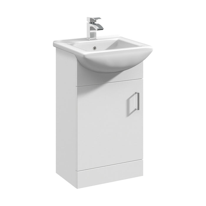 [BFORM450] Hamstall Contemporary Floor Standing Vanity Basin Unit with Square Basin, Gloss White, Choice of Size - Cutout