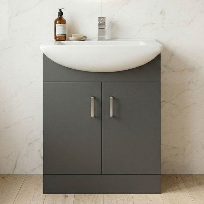 [BFORM650SB] Hamstall Dark Grey Floor Standing Vanity Unit with Basin - Soft Close Doors, Choice of Size & Basin Style - Silo