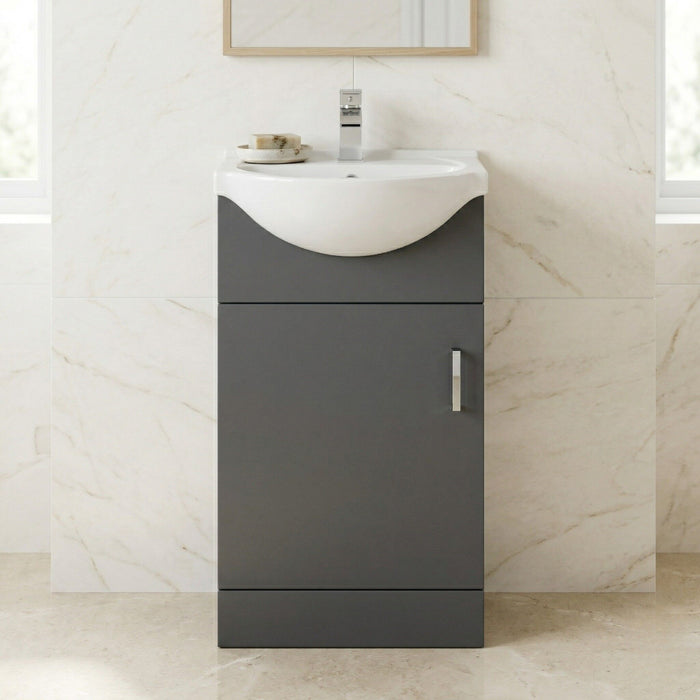[BFORY450SB] Hamstall Dark Grey Floor Standing Vanity Unit with Basin - Soft Close Doors, Choice of Size & Basin Style - Silo