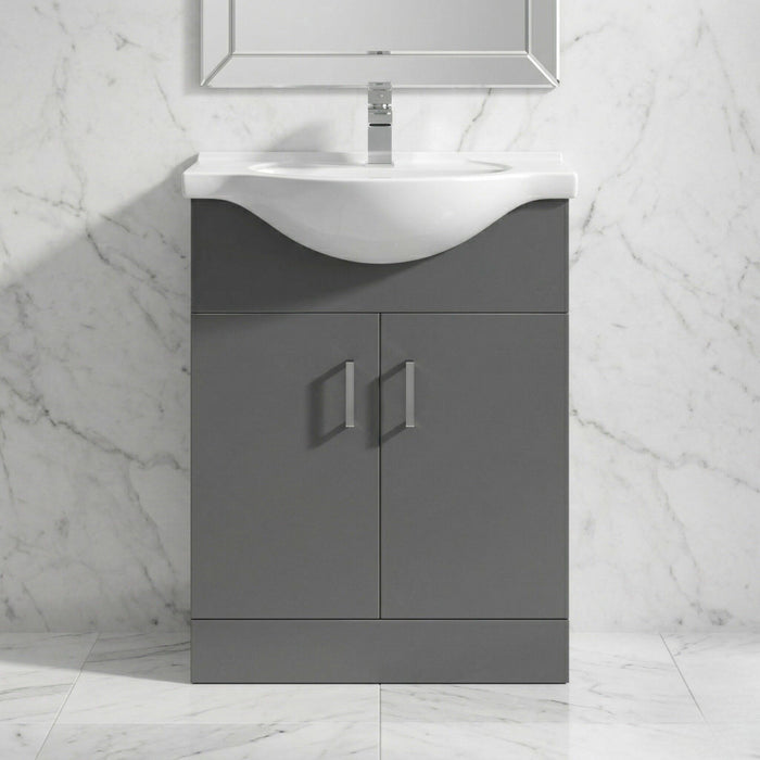 [BFORY650SB] Hamstall Dark Grey Floor Standing Vanity Unit with Basin - Soft Close Doors, Choice of Size & Basin Style - Silo