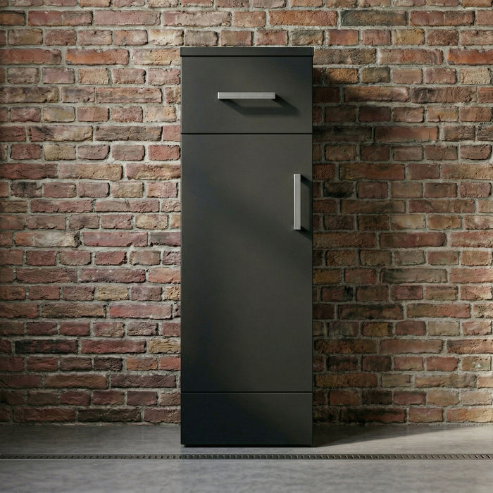 [BFOR1471] Hamstall Floor Standing 1 Door 1 Drawer Storage Cabinet, Satin Dark Grey, 250 x 300mm - Silo