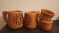 Hand-Carved Wooden Mugs Set - 4 Piece Sun Motif Collection