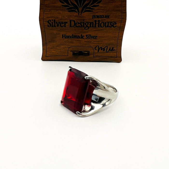 Handcrafted 925k Sterling Silver Ruby Ring for Women | Elegant Red Gemstone Jewelry Gift