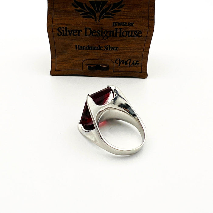 Handcrafted 925k Sterling Silver Ruby Ring for Women | Elegant Red Gemstone Jewelry Gift