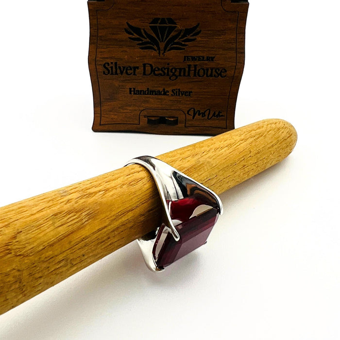 Handcrafted 925k Sterling Silver Ruby Ring for Women | Elegant Red Gemstone Jewelry Gift