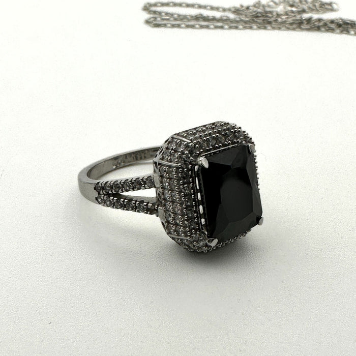 Handcrafted Turkish 925 Sterling Silver Black Onyx Jewelry Set for Women