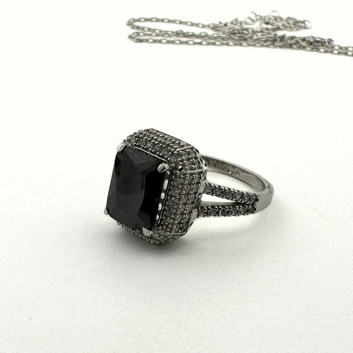 Handcrafted Turkish 925 Sterling Silver Black Onyx Jewelry Set for Women