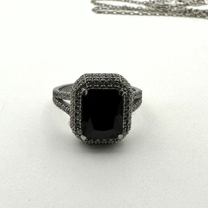 Handcrafted Turkish 925 Sterling Silver Black Onyx Jewelry Set for Women