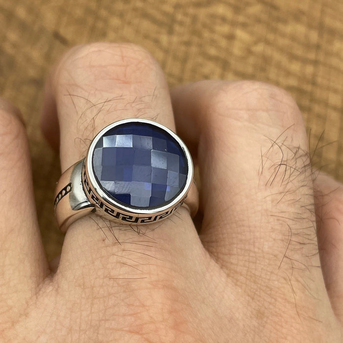 Handmade 925 Sterling Silver Oval Blue Zircon Ring for Men & Women | Minimalist Unisex Gift