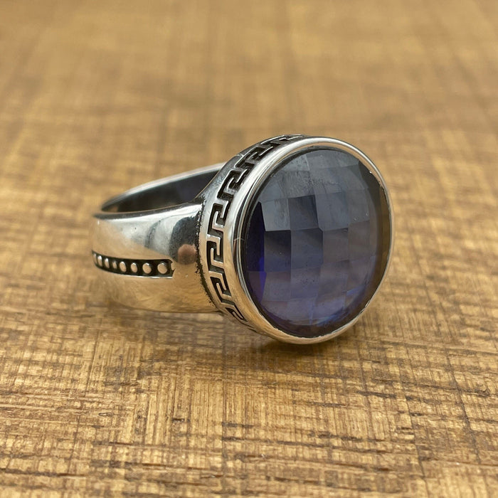 Handmade 925 Sterling Silver Oval Blue Zircon Ring for Men & Women | Minimalist Unisex Gift