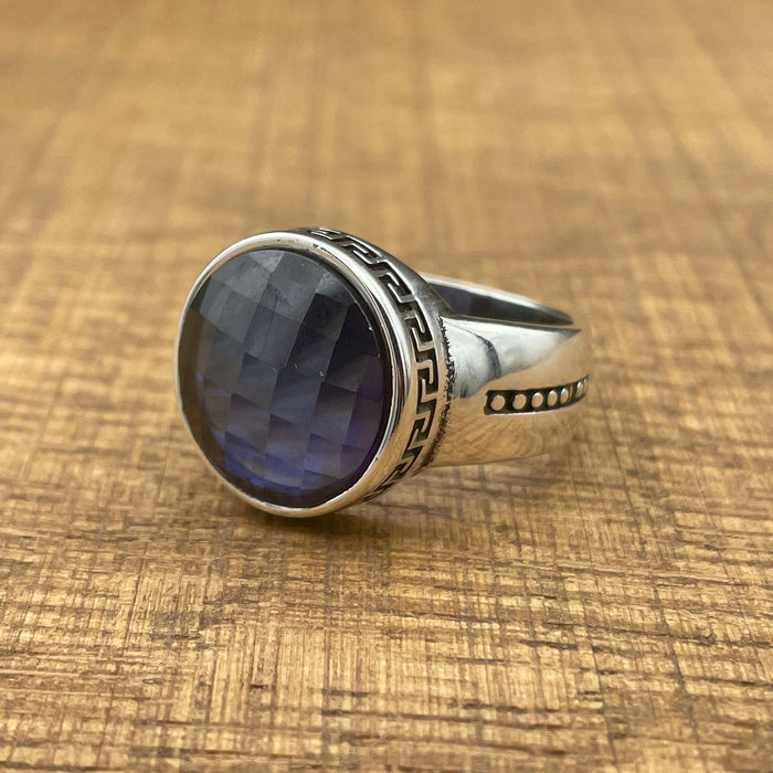 Handmade 925 Sterling Silver Oval Blue Zircon Ring for Men & Women | Minimalist Unisex Gift