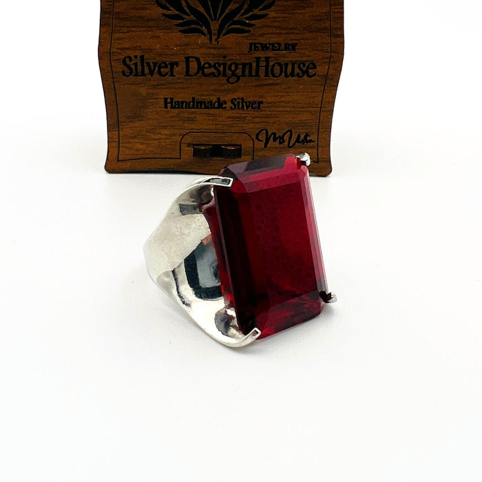 Handmade Exquisite Ruby Gemstone Ring | Bold 925 Sterling Silver Statement Jewelry for Women