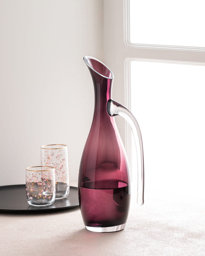 Handmade Glass Carafe with Handle | Elegant Trouville Style Pitcher