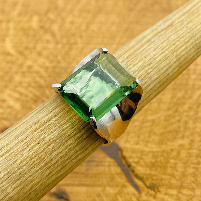 Handmade Green Peridot Ring - Genuine 925 Sterling Silver for Women