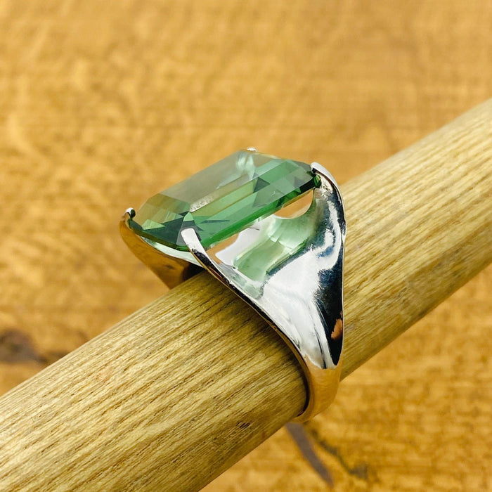 Handmade Green Peridot Ring - Genuine 925 Sterling Silver for Women