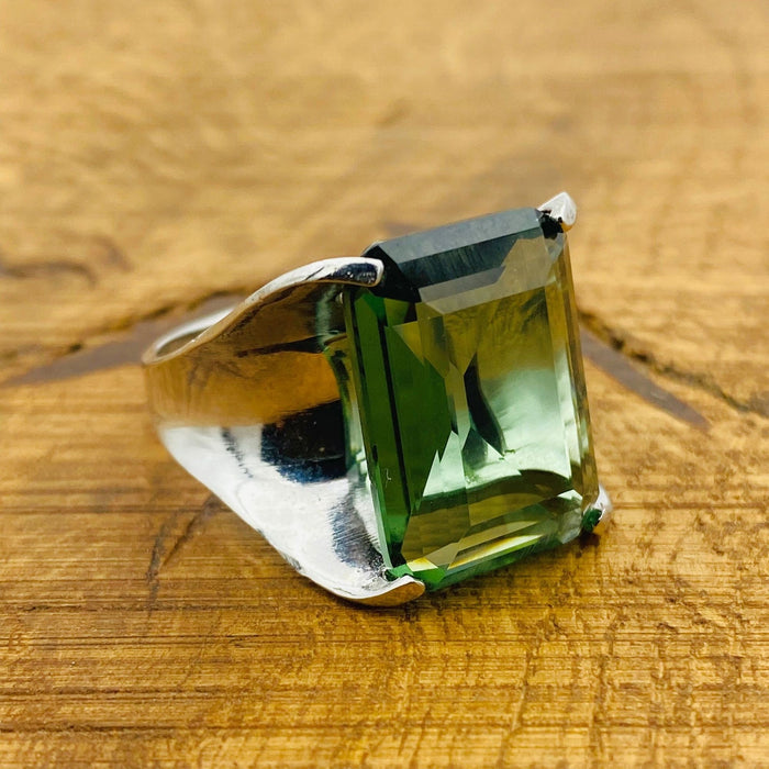 Handmade Green Peridot Ring - Genuine 925 Sterling Silver for Women