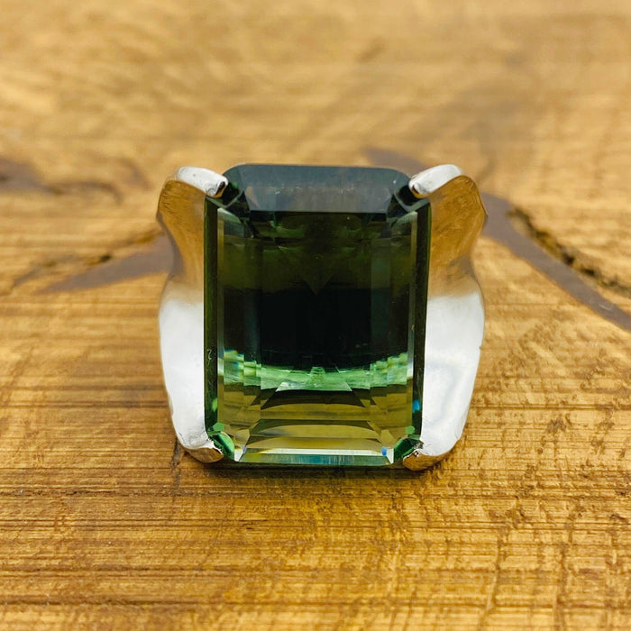 Handmade Green Peridot Ring - Genuine 925 Sterling Silver for Women
