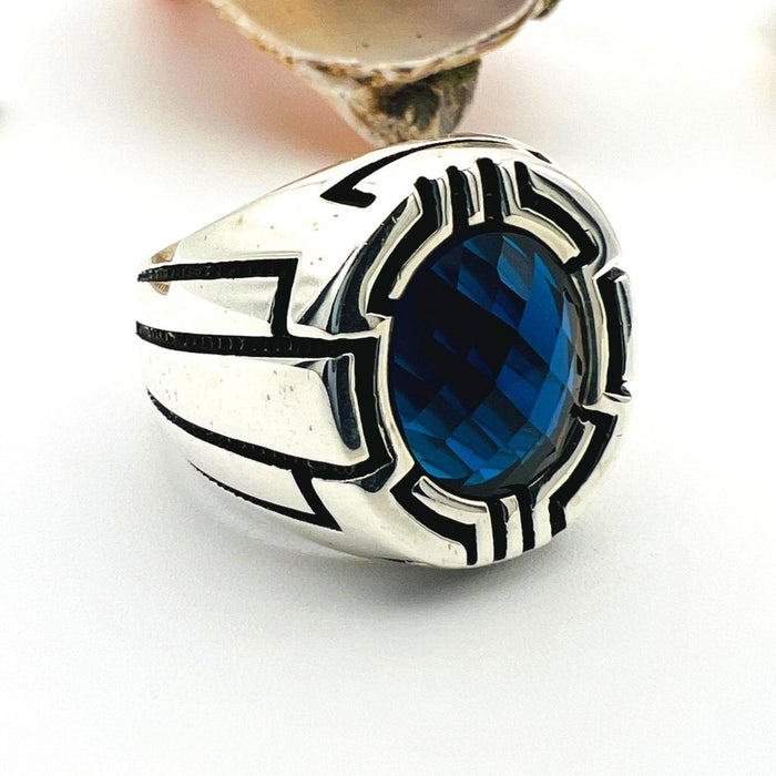 Handmade Turkish Black Onyx Men's Sterling Silver Ring - 925 Artisan Gents Jewelry Gift - TryAladdin