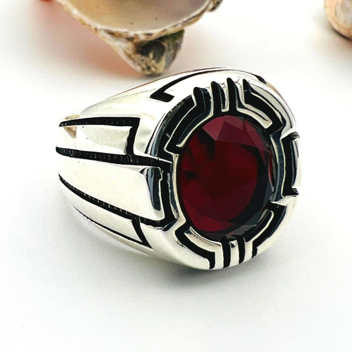 Handmade Turkish Black Onyx Men's Sterling Silver Ring - 925 Artisan Gents Jewelry Gift - TryAladdin