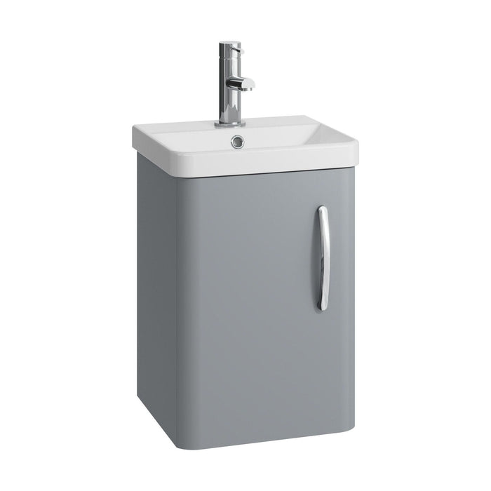 [BCDRW40GR] Handsacre Contemporary 1 Door Wall Hung Vanity Unit with Basin - Choice of Colour - Cutout