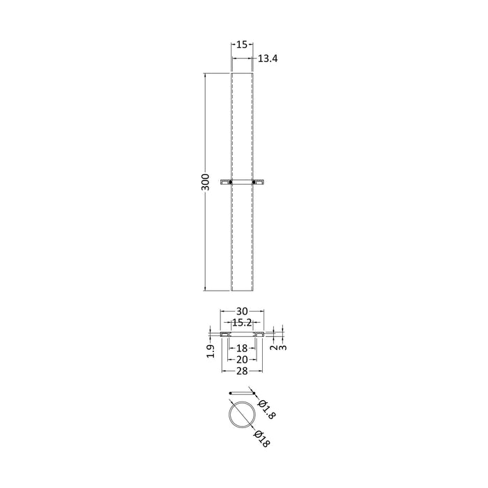 [BHAC367] Heating Accessories Decorative Chrome Pipes - Chrome - Technical Drawing