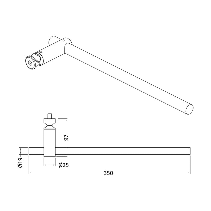 [BHAC318] Heating Accessories Embrace Radiator Towel Rail - Chrome - Technical Drawing