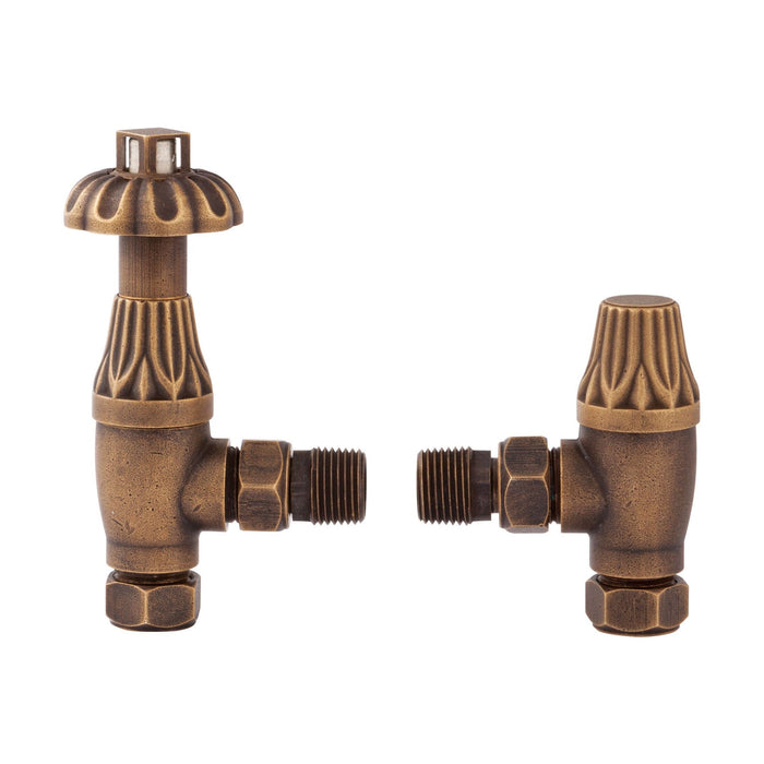 [BHRV006] Heating Accessories Thermostatic Radiator Valve Pack, Antique Brass - Cutout