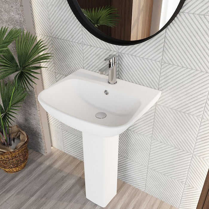 [BCFR400] Hilderstone Modern 1 Tap Hole Basin and Pedestal - 545mm - Lifestyle 2