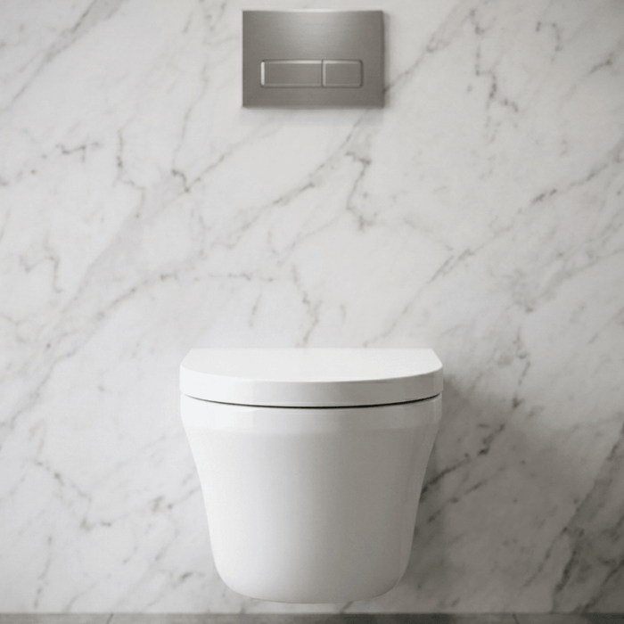 [BCMI027] Hopwas Contemporary Round Wall Hung Toilet Pan and Soft Close Seat, 445 x 360 x 530mm - Silo